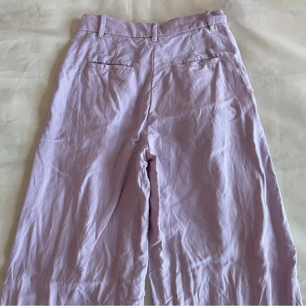 Aritzia- The Effortless Pant Linen Lavender Orchid Size 4 Wide Leg Trousers